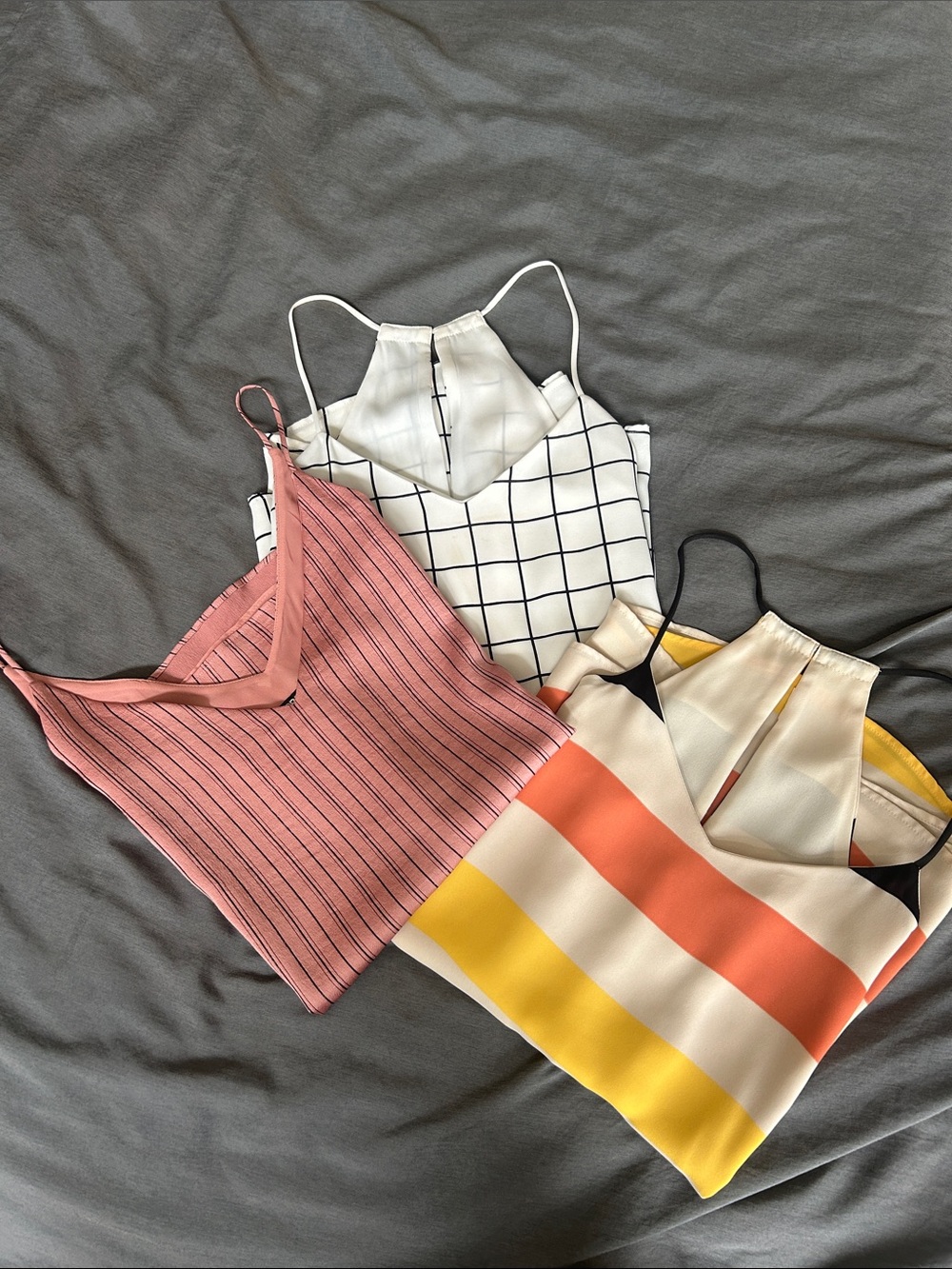 Bundle of 3 Express Pink Striped & Multi-Color Block Tank Tops Pack